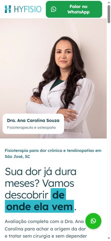 Captura real do site Hyfisio em celular