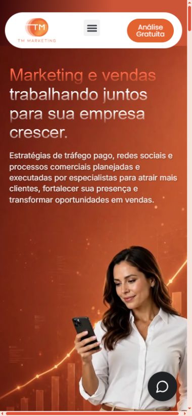 Captura real do site TM Marketing em celular